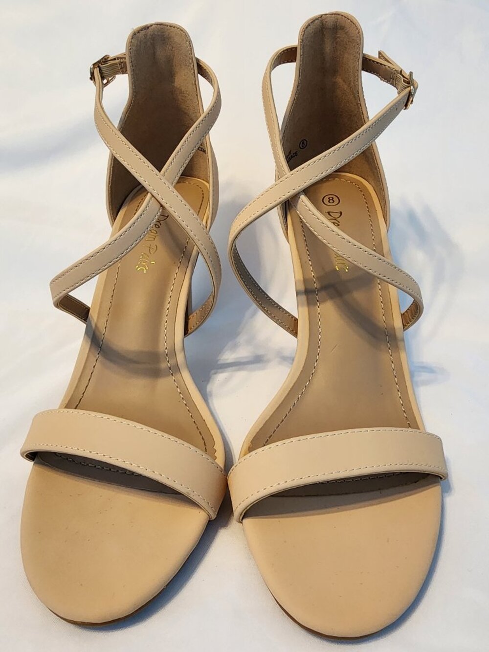 Dream Pairs Nude Beige Strappy Heels Sandals Women’s Size 8